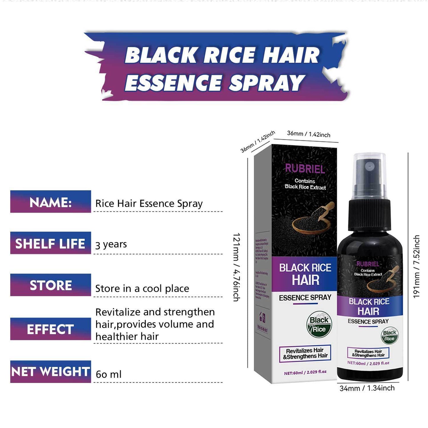 Black Rice Hair Spray 60ml