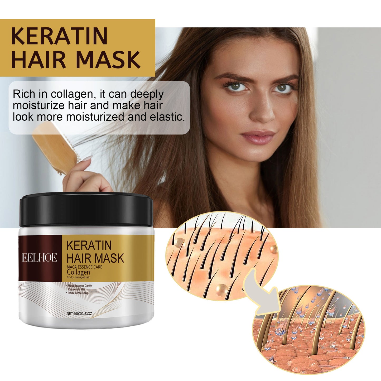 Repair Moisturizing Hair Mask Deep Moisturizing Repair Damaged Hair Anti-drying Split Knot Anti-hair Loss